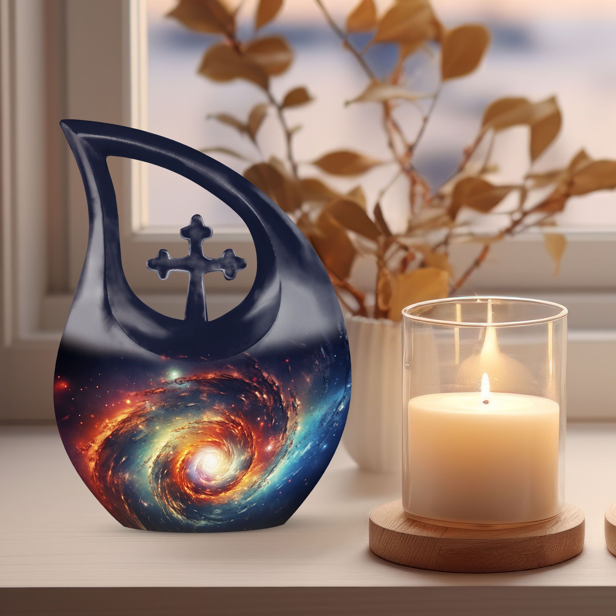 MUKTIVE Androema Galaxy Large Urns for Human Ashes Adult Female - Larger Cremation Urn for Adult Female Ashes - Decorative Memorial - 10 Inch