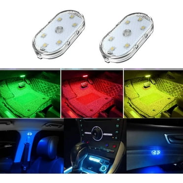 2 Pcs Car Led Lights Interior,7 Colors Ambient Lighting Car Interior,Car Led Lights Interior Wireless