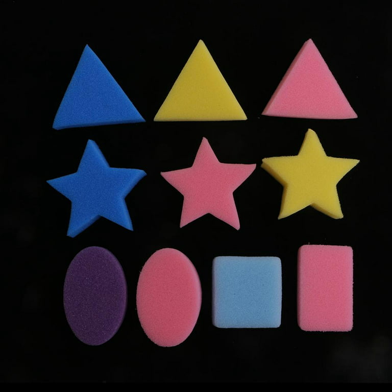 18x Children Kids Paint Geometric Shapes Sponges Toys For Art