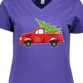 thumbnail image 4 of Inktastic Christmas Vintage Truck with Christmas Tree Women's V-Neck T-Shirt, 4 of 5