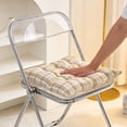 thumbnail image 4 of Yhmxh Cojín cuadrado a cuadros con lazos para silla, cojín grueso para exteriores con capitoné, almohada de suelo suave y transpirable, almohadilla antideslizante para silla de comedor, silla de of, 4 of 5