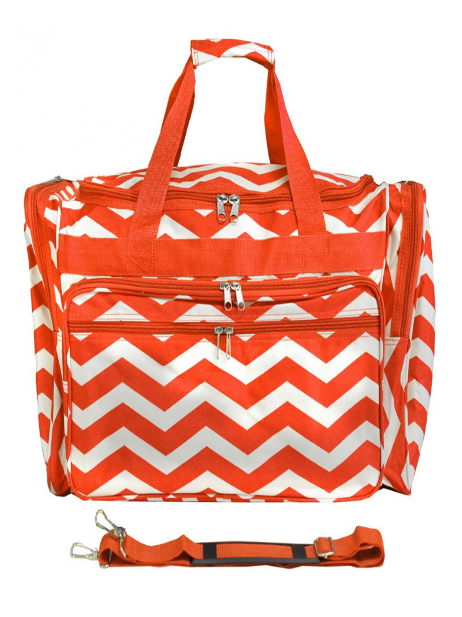 World Traveler 19inch CarryOn Shoulder Duffel Bag Orange White