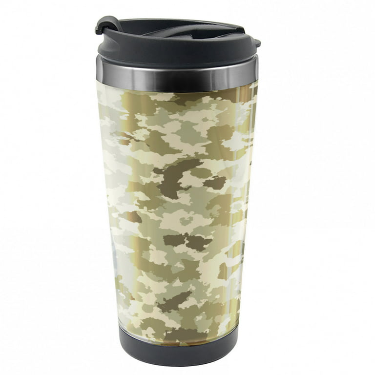 Camo Travel Mug, Camouflage Survival Theme, Steel Thermal Cup, 16 oz, by  Ambesonne
