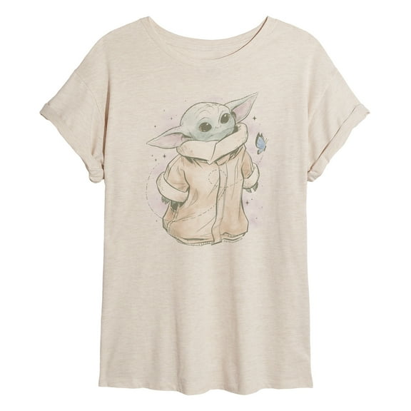 Star Wars - The Mandalorian Grogu Tonal Washed   - Womens Oversized Graphic T-Shirt