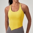 thumbnail image 2 of Tank Tops for Women,Butterluxe Y Back Longline Sports Bra Spaghetti Strap Racerback Padded Yoga Workout Crop Tank Top,Camisole Tops for Women,Yellow,XL, 2 of 4