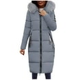 thumbnail image 5 of Coats For Women Winter Down Padded Jacket Slim Waist Belt Mid-Length Waist Solid Color Hooded Collar Padded Jacket Womens Clothing, 5 of 9