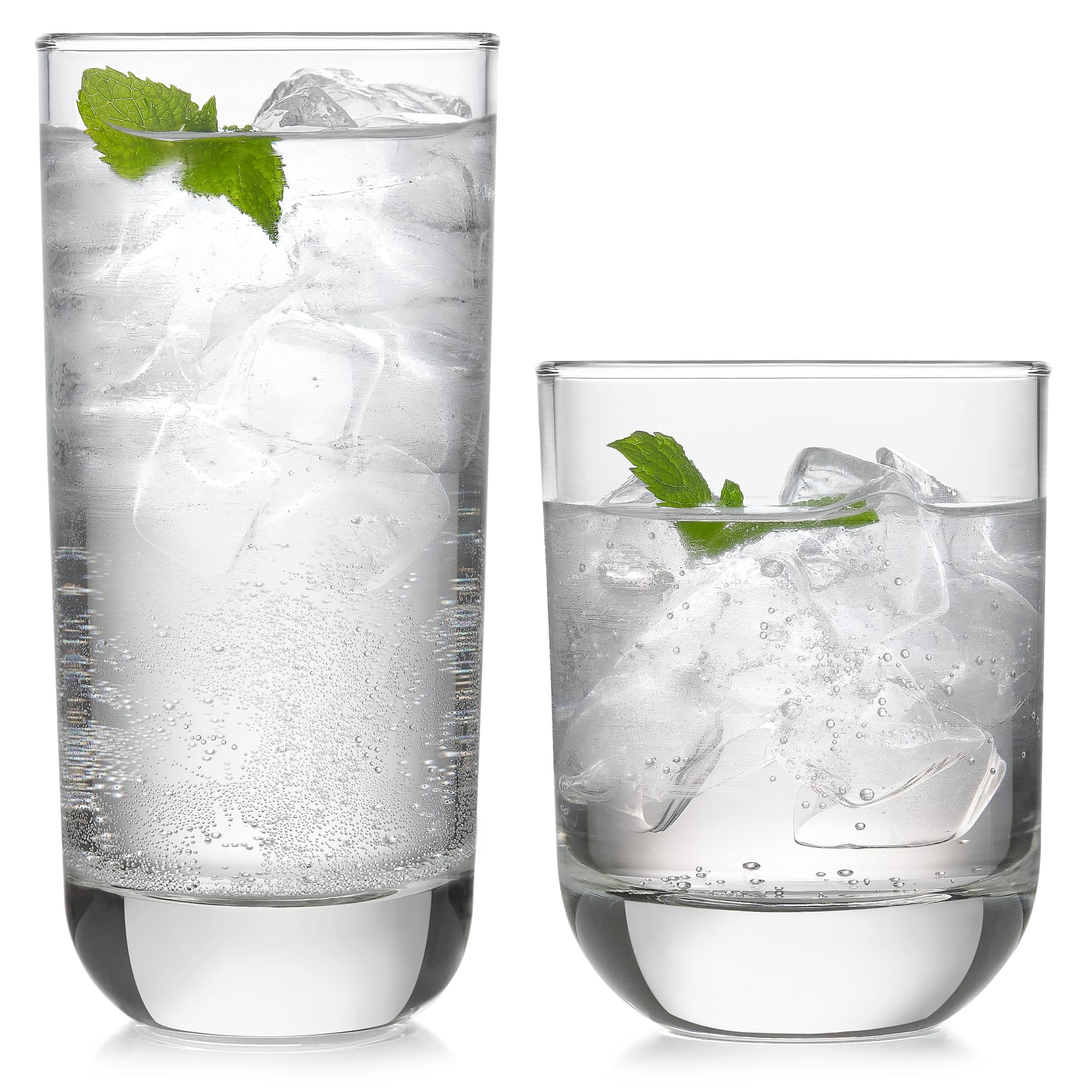Libbey Polaris Tumbler & Rocks Drinking Glasses Set of 16, Clear Glass Cups
