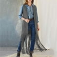 thumbnail image 3 of dazeni Women's Fringe Long Vest Cardigan Tassels 70s Hippie Sleeveless Vest Shrug Cardigan Waistcoat Jacket Outwear Tops, 3 of 7
