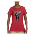 thumbnail image 2 of Colorful Rainbow Floral Elephant Animal Lover Womens Graphic T-Shirt, Red, Small, 2 of 3
