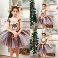 thumbnail image 2 of shqvo Girl Christmas Reindeer Mesh Tulle Reindeer Princess Dress+Antler Headband Set Fancy Party Outfit Christmas Dresses for Girls, 2 of 9