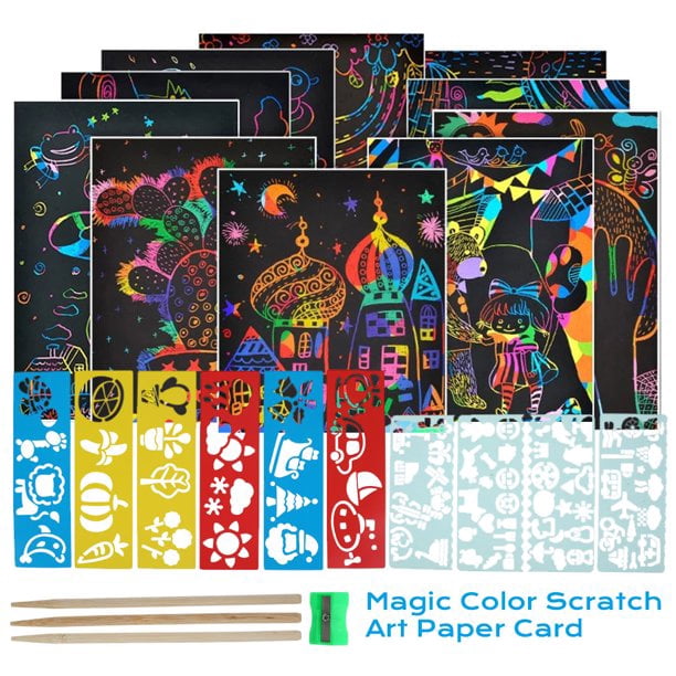 Scratch Paper Art Set For Kids,50 Pcs Rainbow Magic Scratch Off Arts And  Crafts Supplies Kits Sheet Pack For Children Girls Boys Birthday Game Party  F