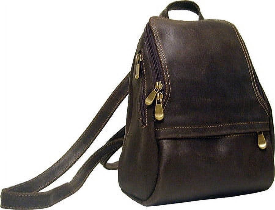 LeDonne Leather Distressed Leather U-Zip Womens Backpack - Chocolate - image 2 of 5