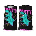 thumbnail image 2 of Gaeub Rex Dinosaur With Sunglasses Men's Mesh Basketball Jersey, Quick-Drying Sleeveless Top S-4XL, Loose Muscle Tank Top -Small, 2 of 9