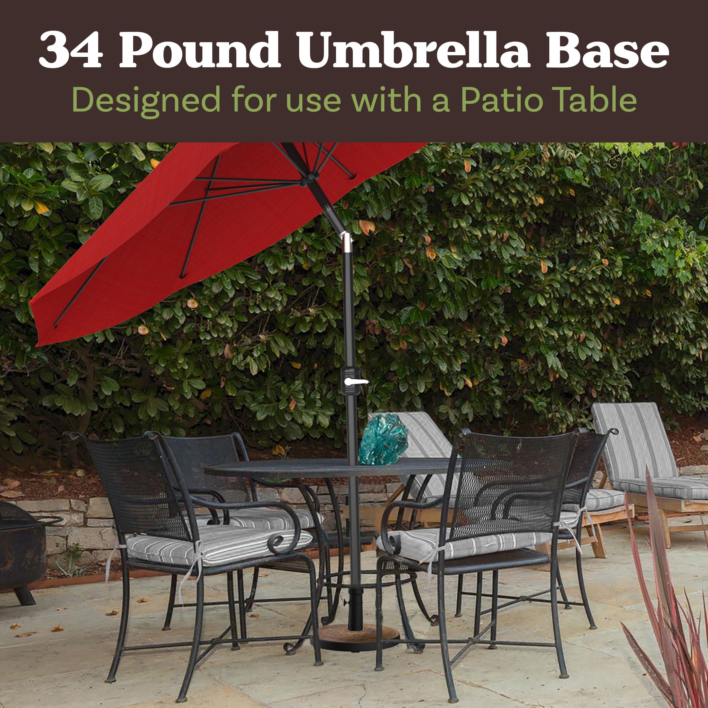 Pure Garden 34lb Resin and Cement Outdoor Patio Umbrella Base, Bronze