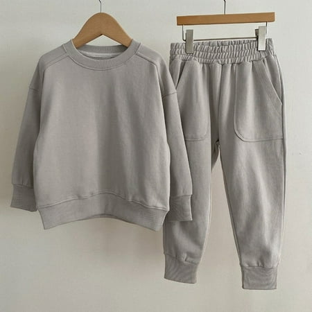 

DancePeanut Spring Korean Children s Suit Casual Unisex Comfortable Solid Color Sweater Pants Suit Autumn Sweater Top Pants Sports Suit