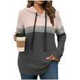 thumbnail image 2 of YUGYXL Womens Plus Size Lightweight Ribbed Knit Hoodie Sweaters Casual Long Sleeve Pullover Tops for Fall Winter Pink S, 2 of 5