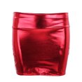 thumbnail image 4 of ranrann Women's Shiny Metallic Bodycon Mini Skirt Nightclub Dance Miniskirts Music Festival Clubwear Red One Size, 4 of 5