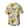 thumbnail image 6 of PAYOHTO Gnomes Bees and Sunflowers Cute Mens Hawaiian Casual Short-sleeved Shirt Tropical Summer Beach Button Down Shirts, 6 of 7