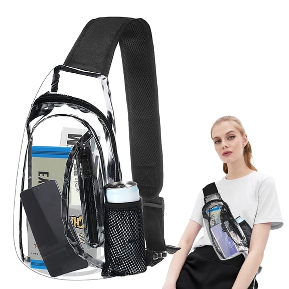 Clear Sling Bag,Stadium Approved Chest Backpack for Women Men,Transparent Crossbody Daypack for Hiking Concerts