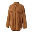 thumbnail image 6 of Women Corduroy Shacket Casual Coats Long Sleeve Shacket Button Down Boyfriend Shirts Jacket With Pockets, 6 of 8