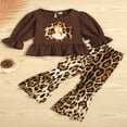thumbnail image 2 of Toddler Girl Thanksgiving Outfits Long Sleeve Turkey Pullover Top Leopard Flared Pants Clothes Set 2pcs, 2 of 9