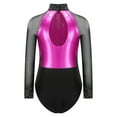 thumbnail image 2 of YONGHS Girls Shiny Rhinestone Mesh Splice Leotards Gymnastics One-Piece Bodysuit Dancewear Hot Pink 10, 2 of 5