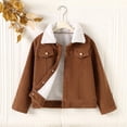 thumbnail image 2 of AherBiu Toddler Kids Boys Corduroy Shacket Button down Fleece Lined Collared Lapel Long Sleeve Thick Warm Winter Jacket Outerwear, 2 of 6