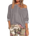 thumbnail image 1 of Women Cold Shoulder Crew Neck Long Sleeve Cut Out Pullover Shirt, 1 of 4
