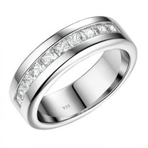 Newshe Jewellery 1Ct Men's Wedding Rings 925 Sterling Silver Ring Princess Cut AAAAA Cubic Zirconia Size 13