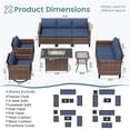 thumbnail image 3 of ELPOSUN Patio Furniture 9 Pieces Wicker Outdoor Sectional Sofa Sets, Rattan Conversation Set with Fire Pit Table, Swivel Chairs for Backyard, Pool, Beige/Navy Blue/Grey（Include Waterproof Covers ）, 3 of 8