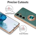 thumbnail image 3 of Electroplated Magnetic Ring Holder Case for Samsung Galaxy S24, 360 Degree with Rotation Metal Anti-Drop Finger Ring Holder Magnet Car Holder Soft Slim Silicone Shockproof Cover - Dark Green, 3 of 18