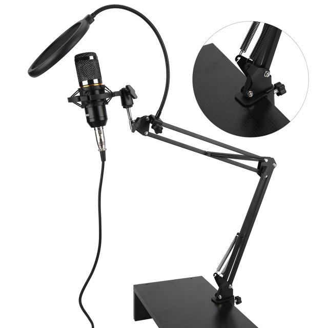 Kit de Microphone à Condensateur USB, Prise Directionnelle avec Microphone à Condensateur à Bras Flexible pour PC de Bureau pour Portable pour Ordinateur