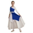 thumbnail image 6 of YIZYIF Kids Girls Sleeveless Praise Lyrical Dance Dress One Shoulder Color Block Liturgical Worship Costume Blue 12, 6 of 7