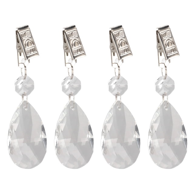Tablecloth Weights, Teardrop Prisms Pendant Tablecloth Weights With Metal Clip For Family Dinner Party