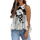 thumbnail image 1 of Gibobby Mujeres Casual Impreso Encaje Cuello redondo Ruffle Hem Chaleco Camisole Swing Neck Printed Summer Tops(Negro,CH), 1 of 4