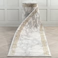 thumbnail image 1 of Well Woven Custom Size Indoor/Outdoor Runner - Choose Your Length - Lezlee Ivory Retro Border Marble Pattern 31 Inches Wide x 20 Feet Long Runner (31" x 20' Runner) Rug, 1 of 6
