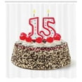 thumbnail image 3 of Ambesonne Birthday Shower Curtain, Cherry Cake Candles, 69"Wx84"L, Multicolor, 3 of 3