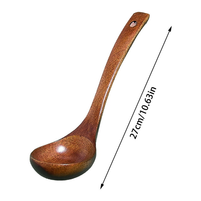 Tableware Set Wooden Long Handled Soup Spoon for Deep Bowls and Large Servings Teak Kitchen Utensil with Smooth Lightweight Finish