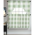 thumbnail image 3 of Sage Green Plaid Kitchen Curtains Swag Valance and Tier Curtains Set 24 Inch Length, Spring Farmhouse Buffalo Checkered Rod Pocket Drape Panels Pair Swag Curtains for Bathroom/Cafe/Window, 3 of 6