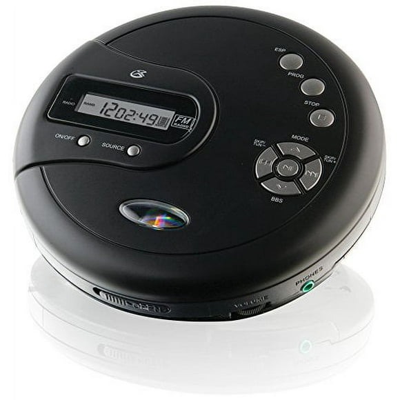 GPX PC332B Lecteur CD Portable avec Protection Anti-Skip, Radio FM et Écouteurs Stéréo - Noir