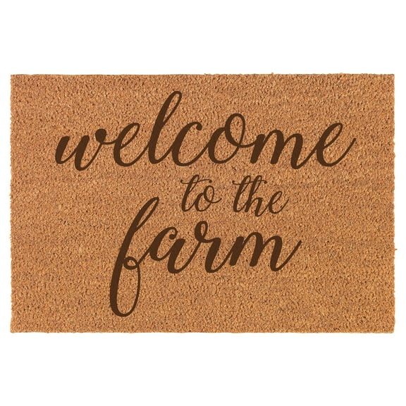 Welcome to The Farm Doormat Brown Natural Coir Rectangular Front Entry Non Slip Door Mat (18 in. x 30 in.)