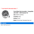 thumbnail image 2 of Front Wheel Hub Assembly - Compatible with 2003 - 2009 Hummer H2 2004 2005 2006 2007 2008, 2 of 2