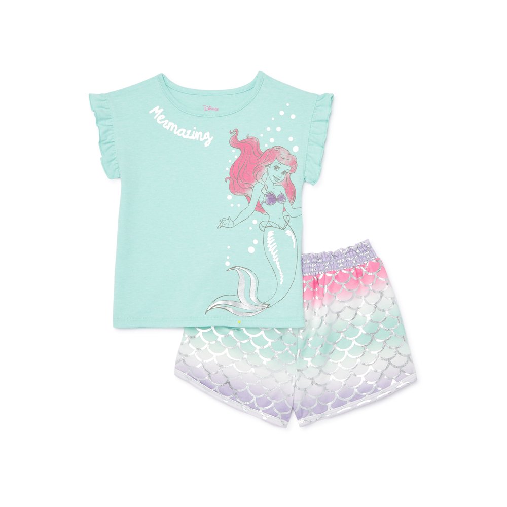 The Little Mermaid Little Mermaid Baby Toddler Girl Short Sleeve Tshirt & Shorts, 2pc outfit