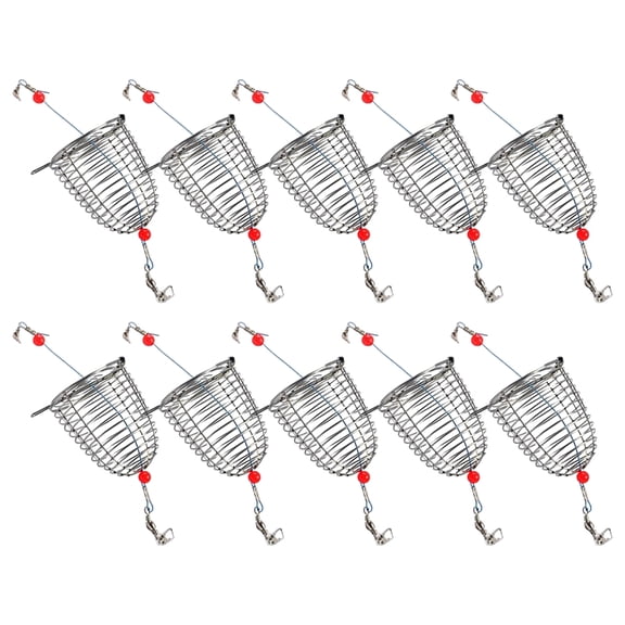 10Pcs Fishing Cage Fishing Baits Cages Feeder Cage Baits Holder Lure Basket Feeder Holder Stainless Fishing Tackle