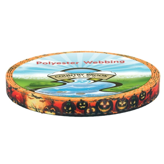 Country Brook Design - Midnight Fright Reflective Polyester Webbing (5/8 Inch, 10 Yards)