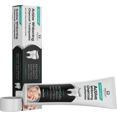 Activated Charcoal Teeth Whitening Tooth paste - DESTROYS BAD BREATH - Best Natural Black Tooth Paste Kit - MINT (Best Toothpaste That Whitens Your Teeth)