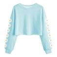 thumbnail image 4 of idosla Kids Crop Tops Girls Long Sleeve Tee Shirts Cute Daisy Pinted Fashion Sweatshirt Pullover Top (Light Blue, 10-11 Years), 4 of 5