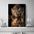 thumbnail image 5 of Mudket Leopard Drinking Water with Reflection Canvas Wall Art, Realistic Safari Wildlife Canvas Art for Living Room Bedroom Print for Office Home Decor , Framed Ready to Hang - 12"L x 8"W, 5 of 9