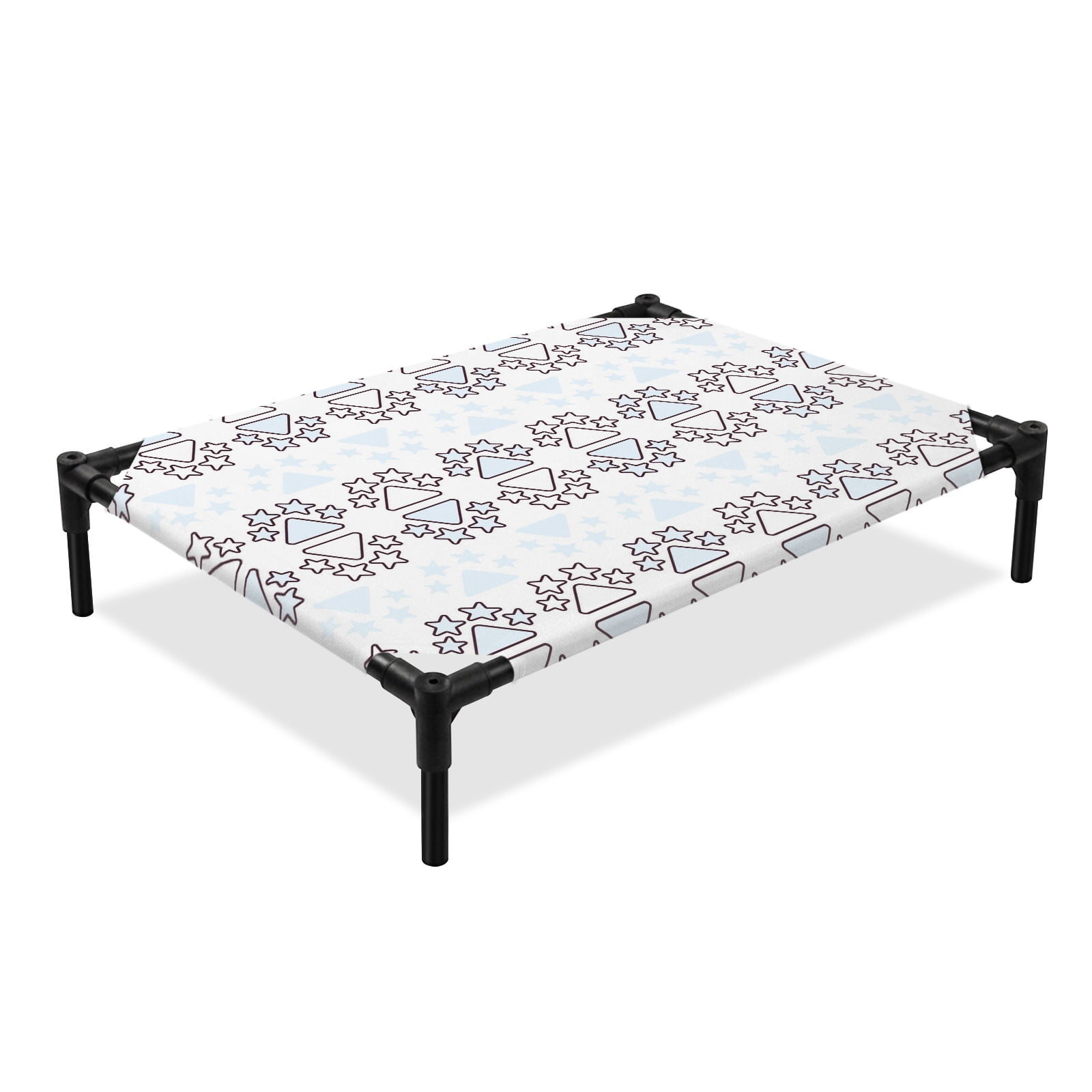 Blue Paw Prints Elevated Dog Bed Modern Abstract Minimalist Star Geometric Print Cooling Breathable Outdoor Raised Dog Cot Bed with Metal Frame Non-Slip Feet for Large Dog 28x22in