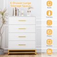thumbnail image 4 of Garvee 4 Drawer Dresser for Bedroom, Tall Bedroom Dresser with Large Drawer & Golden Handles, Wooden Modern Storage Cabinet Chest of Drawer for Bedroom,Closet,Hallway-White, 4 of 8